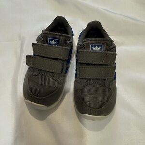 Adidas Gray and Blue Sneakers with Velcro Straps
